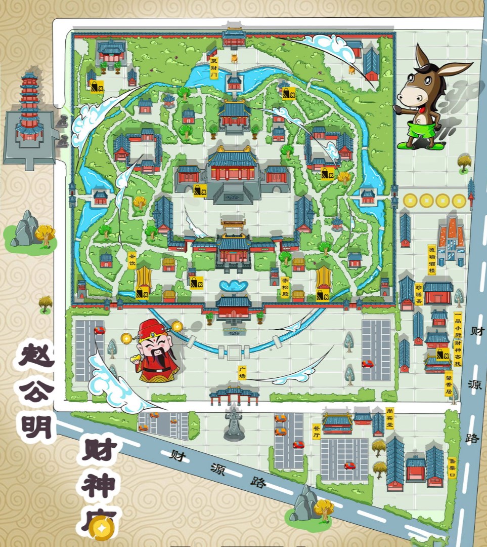 王屋镇寺庙类手绘地图